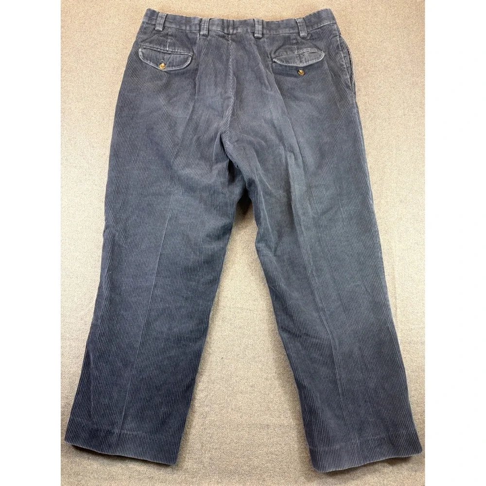 L.L. Bean Corduroy Pants Mens W40 Blue Wide Wale Classic‎ Fit Trousers 38x29 VTG